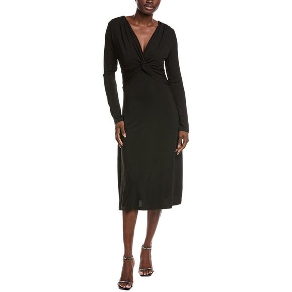knee length dresses for ladies Long Sleeve Midi Dress
